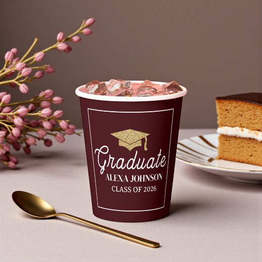Elegant Deep Burgundy Class Of 2026 Graduation 紙コップ
