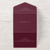 Elegant Deep Burgundy Classic Wedding オールインワン招待状 (外側)