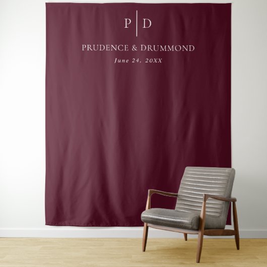 Elegant Deep Burgundy Classic Wedding タペストリー (インサイチュ)