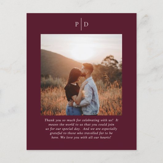 Elegant Deep Burgundy Classic Wedding Menu (裏面)