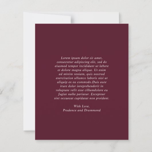 Elegant Deep Burgundy Classic Wedding Thank You (裏面)