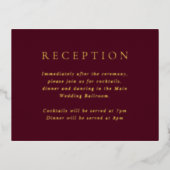 Elegant Deep Burgundy Foil Wedding Enclosure Card 箔招待状ポストカード (正面)