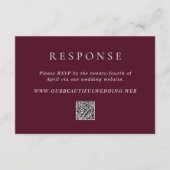 Elegant Deep Burgundy QR Code Classic Wedding 出欠カード (正面)