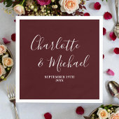 Elegant Deep Burgundy Script Minimalist Wedding スタンダードカクテルナプキン