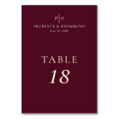 Elegant Deep Burgundy Wedding テーブルナンバー (正面)