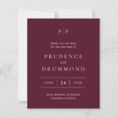 Elegant Deep Burgundy Wedding Save the Date (正面)