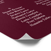 Elegant Deep Burgundy Wedding Seating Chart ポスター (角)