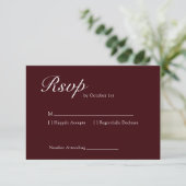 Elegant Deep Burgundy & White Wedding  出欠カード (スタンド正面)