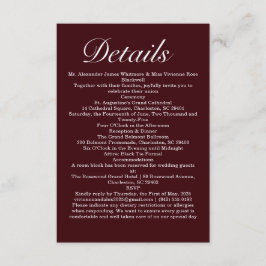 Elegant Deep Burgundy & White Wedding Details エンクロージャーカード