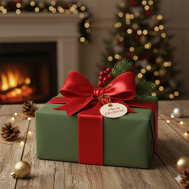 Elegant Deep Forest Green Christmas Gift Paper ラッピングペーパー