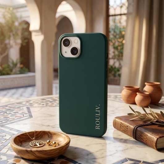 Elegant Deep Forest Green Minimalist ROULIV iPhone Case-Mate iPhoneケース