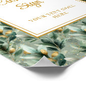 Elegant Deep Green Gold Eucalyptus Wedding Custom  ポスター (角)