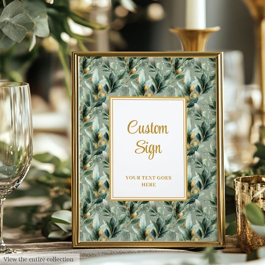Elegant Deep Green Gold Eucalyptus Wedding Custom  ポスター