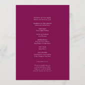 Elegant Deep Pink Floral Wedding Program プログラム (裏面)