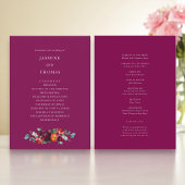 Elegant Deep Pink Floral Wedding Program プログラム