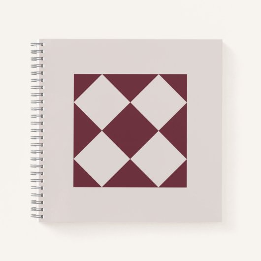 Elegant Deep Plum & Pearl Grey Geometric Notebook ノートブック (正面)