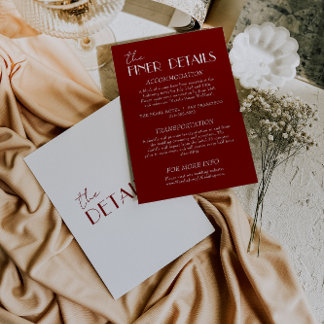 Elegant Deep Red Burgundy White wedding Details   エンクロージャーカード