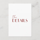 Elegant Deep Red Burgundy White wedding Details   エンクロージャーカード (裏面)