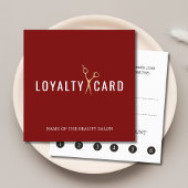 Elegant Deep Red Faux Golden Scissors ロイヤリティカード