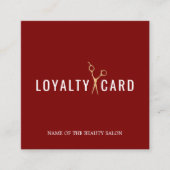 Elegant Deep Red Faux Golden Scissors ロイヤリティカード (正面)