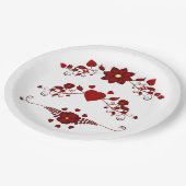 Elegant Deep Red Floral Flourish ペーパープレート (アングル)