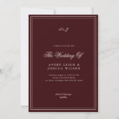 Elegant Deep Red Monogram Old Money Wedding 招待状 (正面)