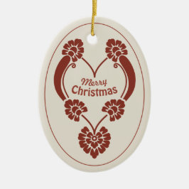 Elegant deep red ornamental Christmas heart CC1069 セラミックオーナメント