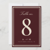Elegant Deep Red Wedding 5x7 Table Number Card 招待状 (正面)