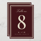 Elegant Deep Red Wedding 5x7 Table Number Card 招待状 (正面/裏面)