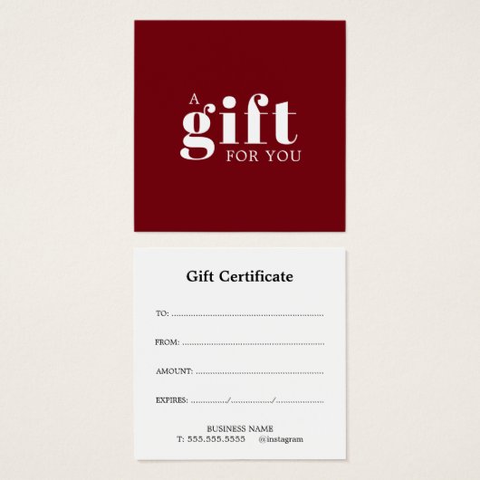 Elegant Deep Red White Beauty Salon (正面&裏面)