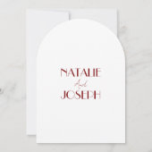 Elegant Deep Red White Burgundy Arched Wedding 招待状 (裏面)