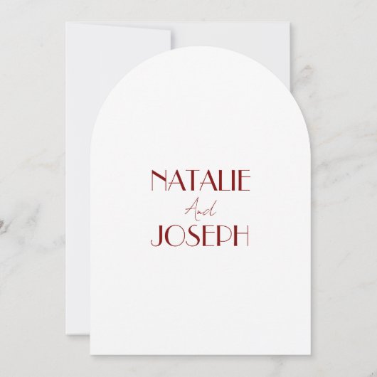 Elegant Deep Red White Burgundy Arched Wedding 招待状 (裏面)