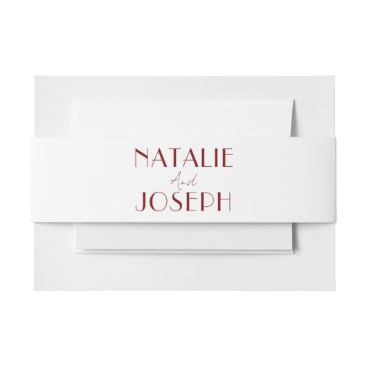 Elegant Deep Red White Burgundy Minimal Wedding 招待状ベリーバンド (正面例)