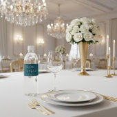 Elegant Deep Teal Script Minimalist Wedding ペットボトルラベル