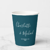 Elegant Deep Teal Script Minimalist Wedding 紙コップ (裏面)