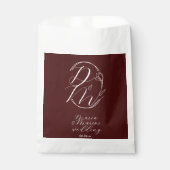 Elegant Delicate Floral Wedding Logo Deep Burgundy フェイバーバッグ (正面)