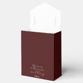 Elegant Delicate Floral Wedding Logo Deep Burgundy フェイバーボックス (オープン)