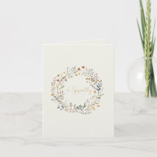 Elegant delicate floral wreath Sympathy card サンキューカード (正面)