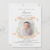 Elegant Delicate Wildflowers Baby Photo Baptism 招待状 (正面)