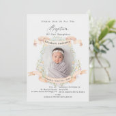 Elegant Delicate Wildflowers Baby Photo Baptism 招待状 (スタンド正面)