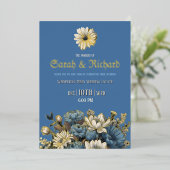 Elegant Denim Blue & Gold Foil Invite 箔招待状 (立ち正面)