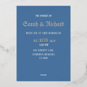 Elegant Denim Blue & Gold Foil Invite 箔招待状 (裏面)