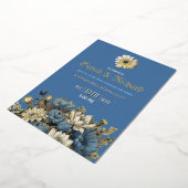 Elegant Denim Blue & Gold Foil Invite 箔招待状 (回転した状態)