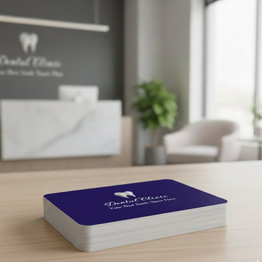 Elegant Dental Clinic Navy Blue Dentist QR Code 名刺