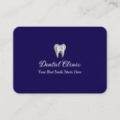 Elegant Dental Clinic Navy Blue Dentist QR Code  名刺 (正面)