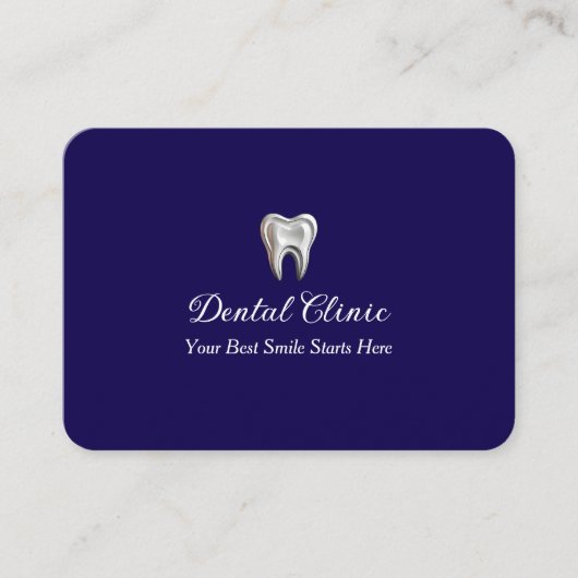 Elegant Dental Clinic Navy Blue Dentist QR Code  名刺 (正面)