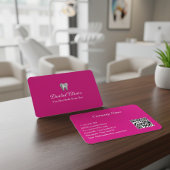 Elegant Dental Clinic Pink Dentist QR Code 名刺