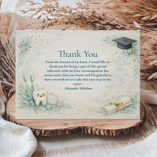 Elegant Dentist White Coat Graduation サンキューカード