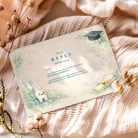 Elegant Dentist White Coat Graduation 出欠カード