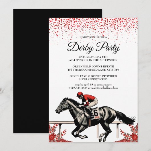 Elegant Derby Horse Racing Party Invitation 2026 招待状 (正面/裏面)